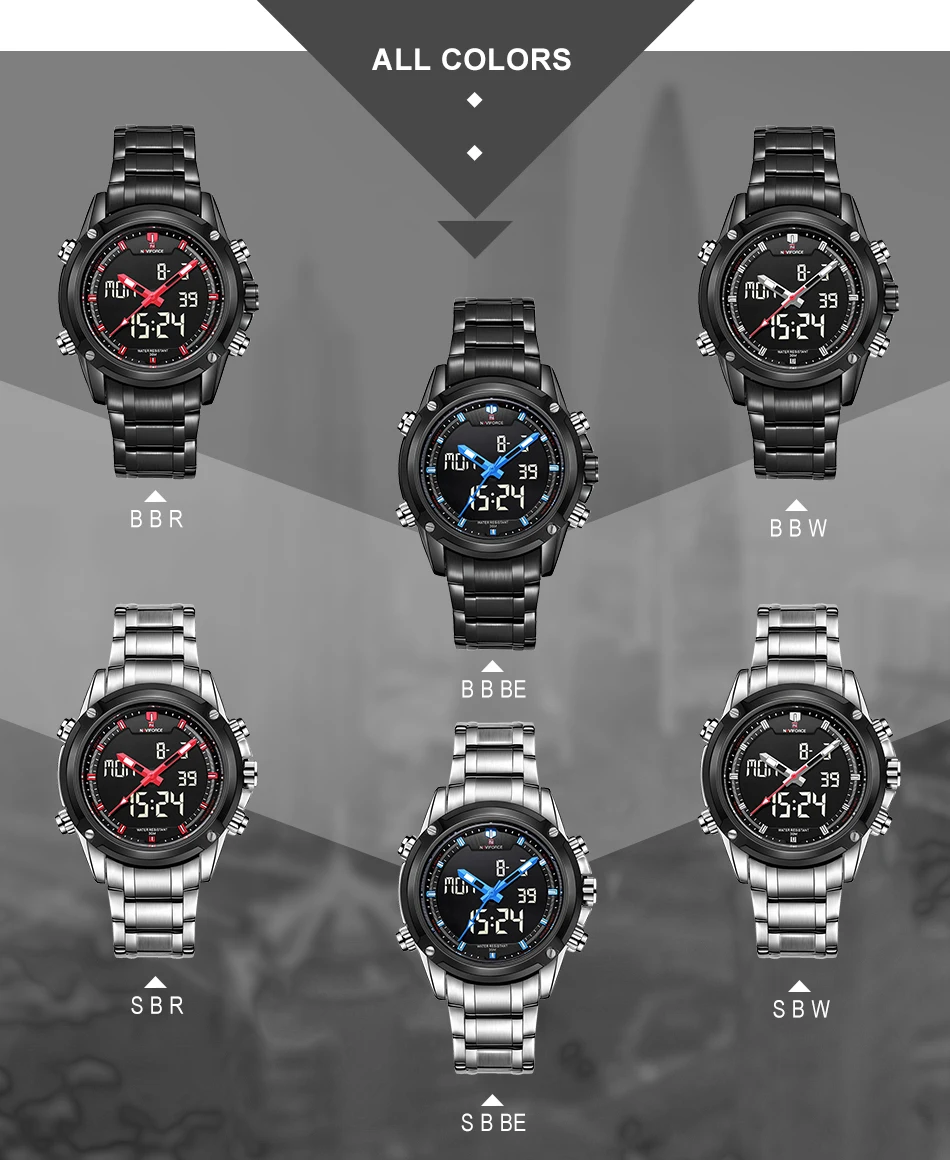 Мужские часы Naviforce, Мужские кварцевые светодиодный часы с цифровым хронографом, спортивные часы, армейские военные наручные часы, мужские часы