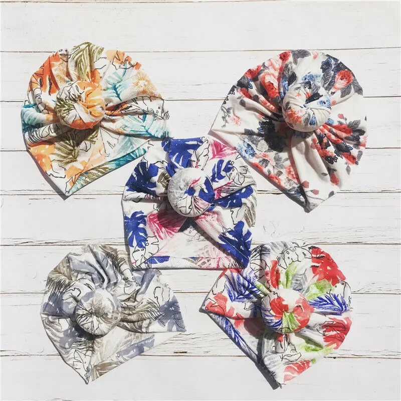 Lovely Newborn Baby Girls Caps Infant Hat Floral Cotton Beanie Toddler Turban Cap Head Wrap | Детская одежда и обувь