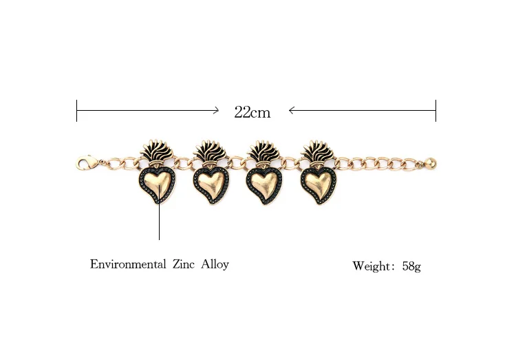 Египетский стиль этнический браслет женский ретро с сердечками золотой цвет