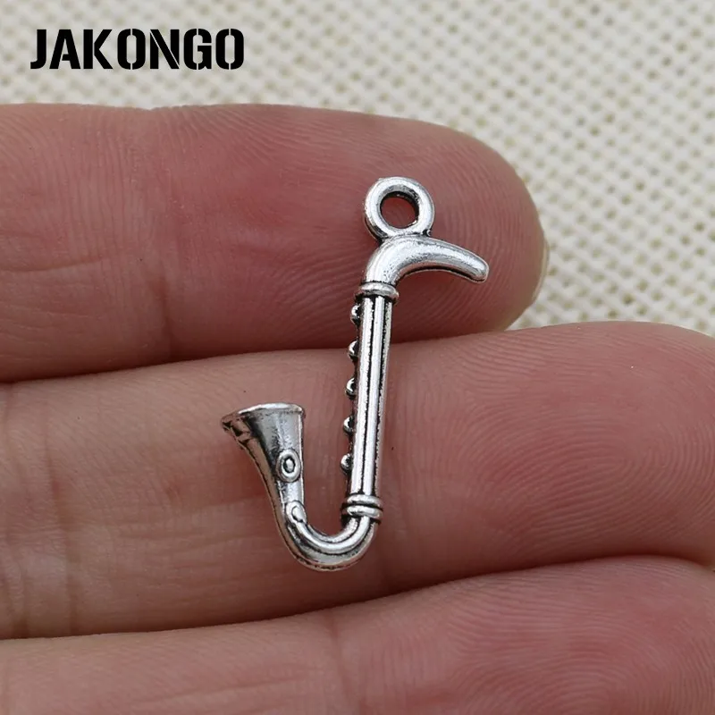 JAKONGO античный посеребренный саксофон музыкальный Шарм кулон для изготовления