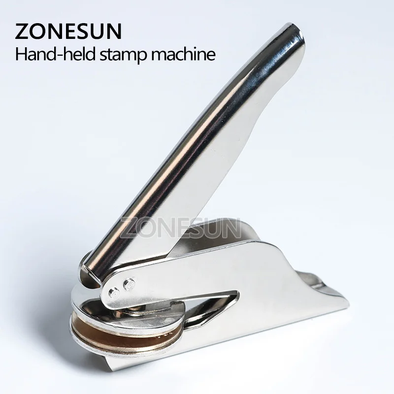 ZONESUN ручной настольный стальной штамп печать название компании печатная машина