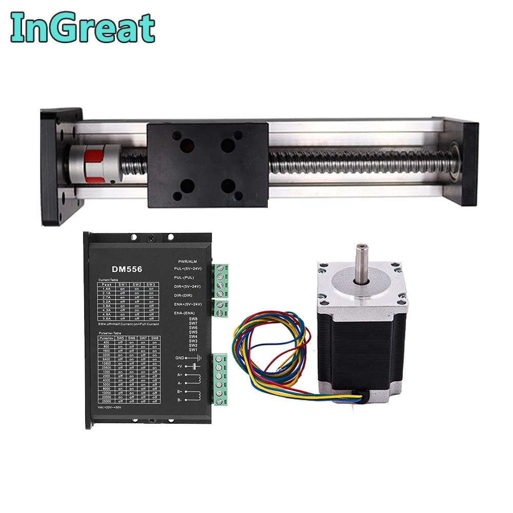 

Electric Linear Guide 300MM Stroke 0.3M Slide Module Mobile Platform BallScrew Rod & NEMA23 57MM 1.2Nm Stepper Motor Driver