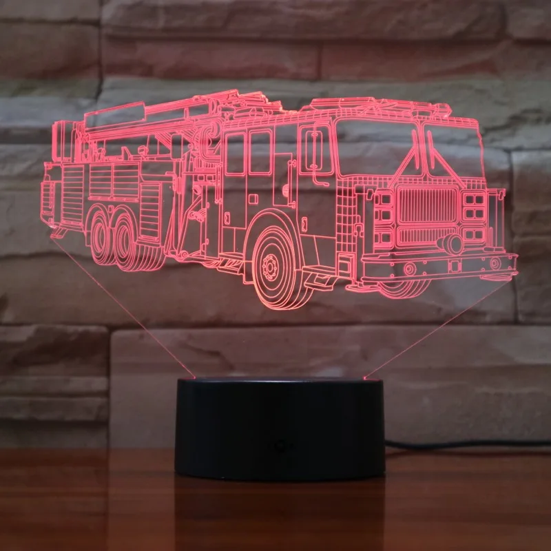 Новинка ночник Luminaria 3D светодиодный светильник пожарная машина настольная лампа
