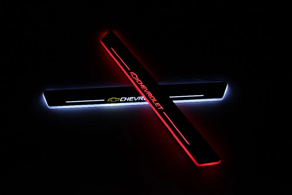 

Qirun acrylic led moving door scuff welcome light pathway lamp door sill plate linings for Chevrolet captiva