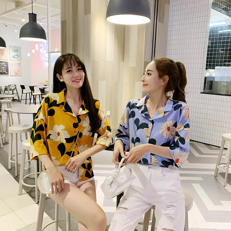 

Newly Women Print Shirts Half Sleeves Floral Loose Slim Fit Thin Breathable Tops for Summer m99