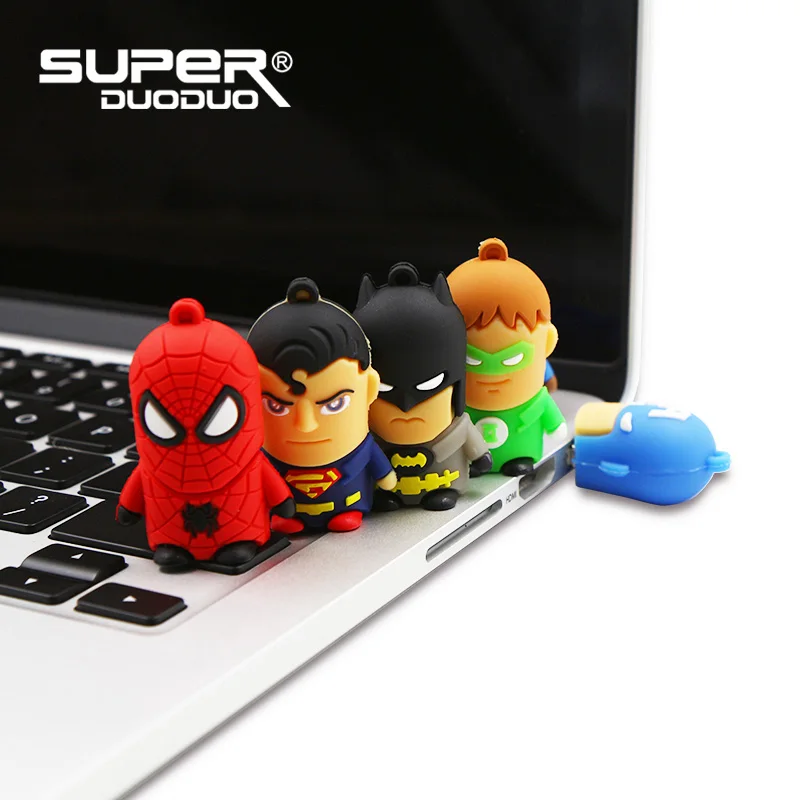 В виде супергероев мультфильмов флешки, usb флеш-карта диск 64 ГБ 32 ГБ оперативной памяти, 16 Гб встроенной памяти, 8 Гб 4g забавные memory stick», «Человек-паук», «Капитан подарок cle usb