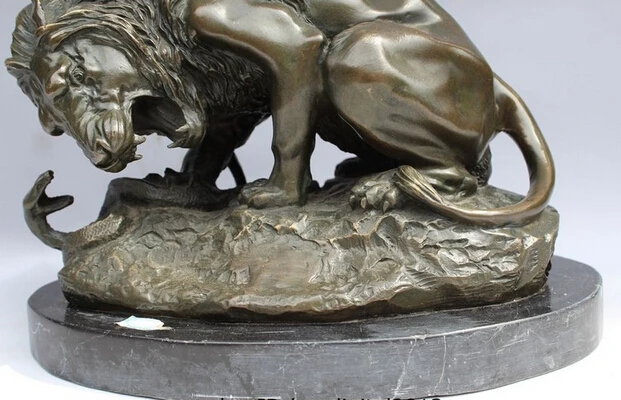 3654 10 &quotWestern Art Bronze Figurine Foo Hund Lion Schlange Marmor basis Statue Skulptur |