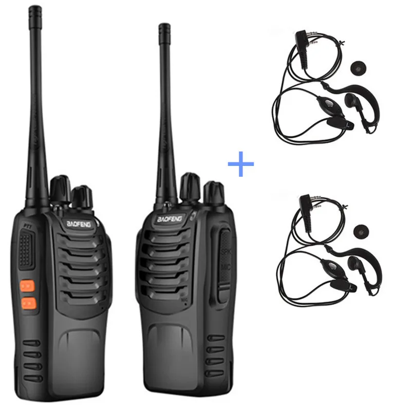 2 шт. BF888S портативный радиопередатчик fm UHF двухстороннее Радио BF 888 S Ham коммуникатор HF cb радиостанция рация Baofeng BF-888S - Цвет: Add earpiece