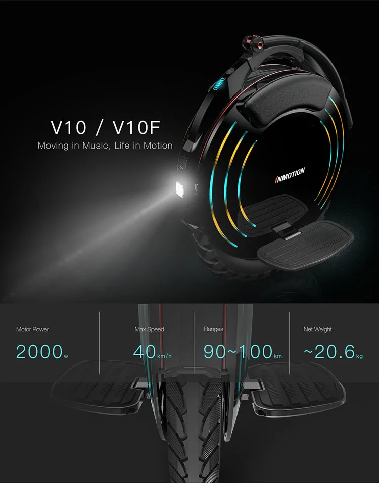 Inmotion V10F баланс Smart скутер балансируя Monowheel электрический одноколесном велосипеде 2000 Вт Профессиональные игры одно колесо скейтборд