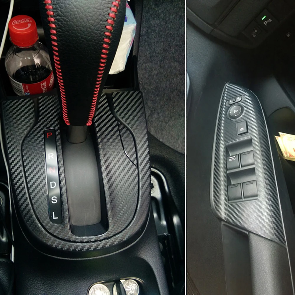 Для HONDA FIT JAZZ- внутренняя Центральная панель управления дверная ручка 5D наклейки из углеродного волокна наклейки аксессуары для стайлинга автомобилей