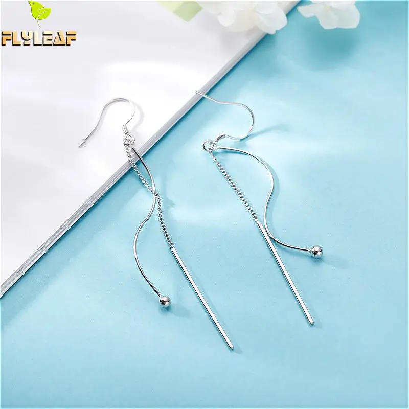 Flyleaf простая лента бусы волна Висячие серьги для женщин Настоящее серебро 925
