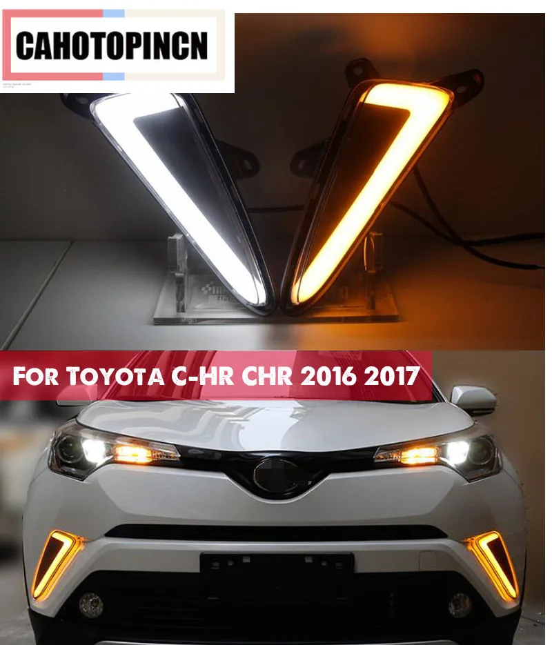 Для Toyota C-HR CHR желтый указатель поворота стиль реле Водонепроницаемый ABS автомобиль DRL Светодиодный дневной ходовой свет дневной свет противотуманная фара