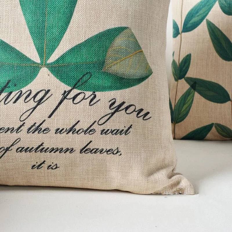 Декоративные Чехлы хлопковый льняной Кантри стиль натуральный зеленый листья
