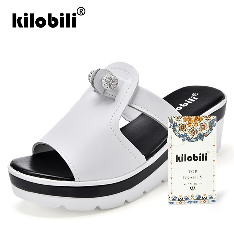 Kilobili 2019 летние Для женщин шлепанцы на плоской платформе Прозрачные босоножки