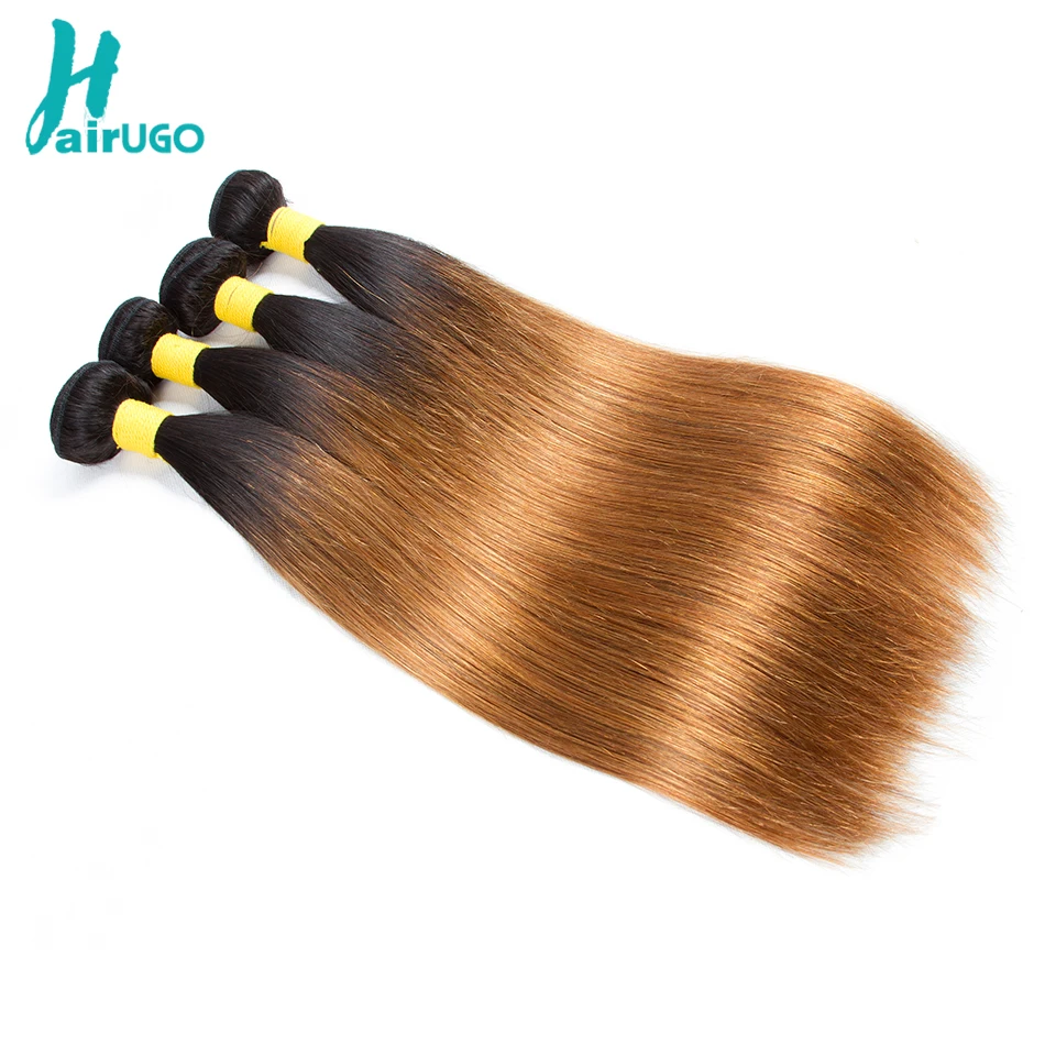HairUGo пучки волос от светлого до темного цвета с закрытием 1B/30 два тона Омбре