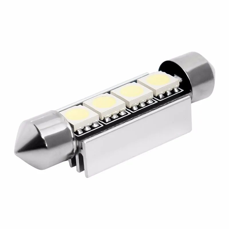10 шт. 42 мм C5W 4 SMD 5050 светодиодный 4smd белый/синий CANBUS Error Free автомобиля номерной знак света интерьерные лампочки купол с фестонами светодиодные лампы 12V 10X