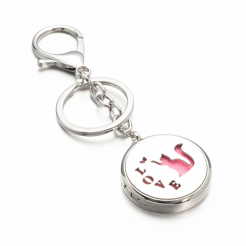 30 мм брелок для ароматерапии ювелирное изделие кошачий узор полый аромат духи с