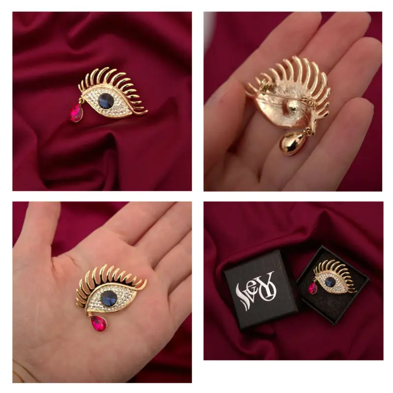 VEYO Классические хрустальные броши-капли для женщин Стразы глаз модная брошь |