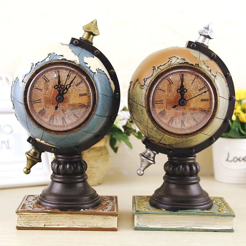 Винтажные часы в стиле ретро с картой земли домашнее украшение миниатюрные