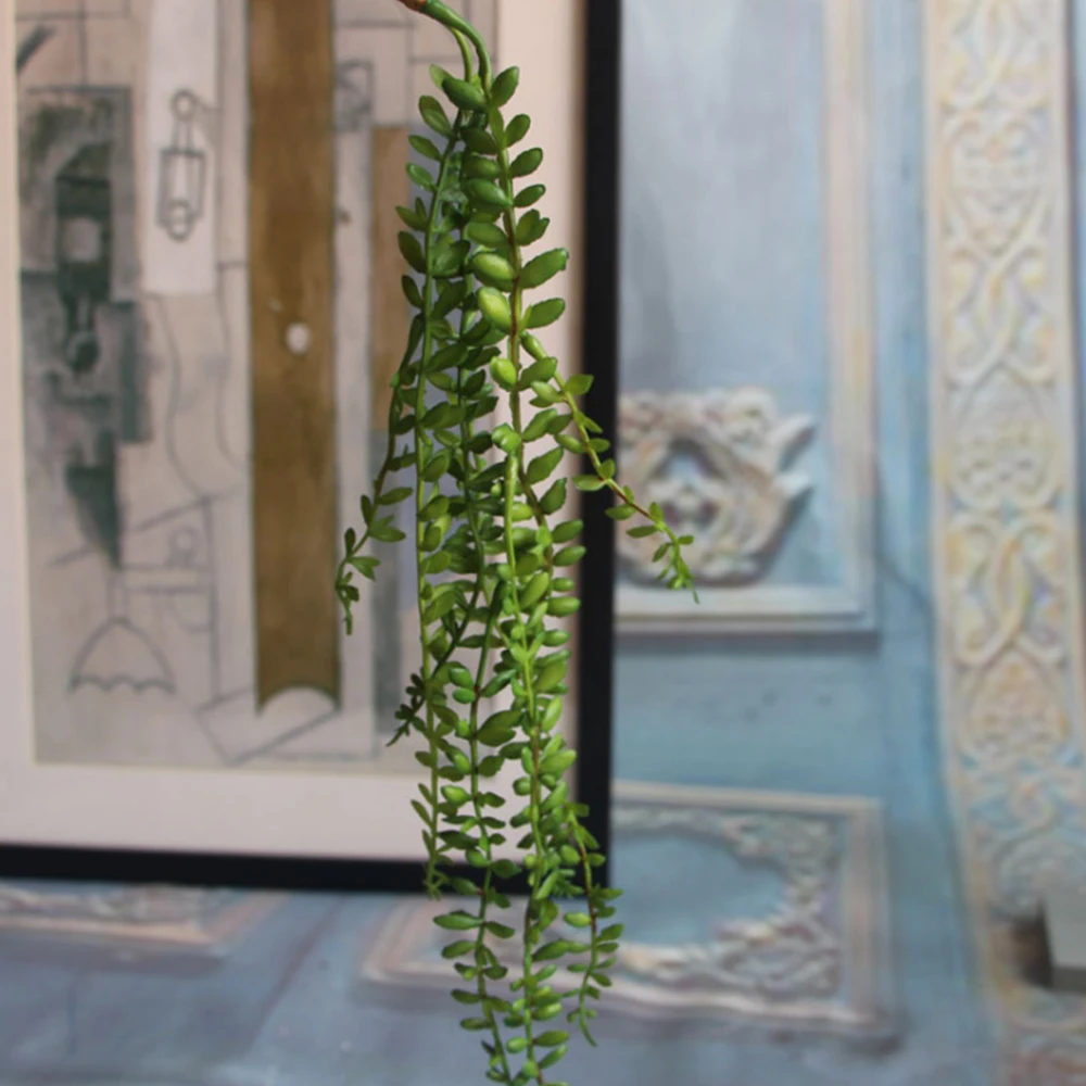 Artificial Succulents Pearls Fleshy Green Vine Flowers Hanging Rattan Wall Garden Decoration Flower Lover Tears Succulent Plants | Дом и сад