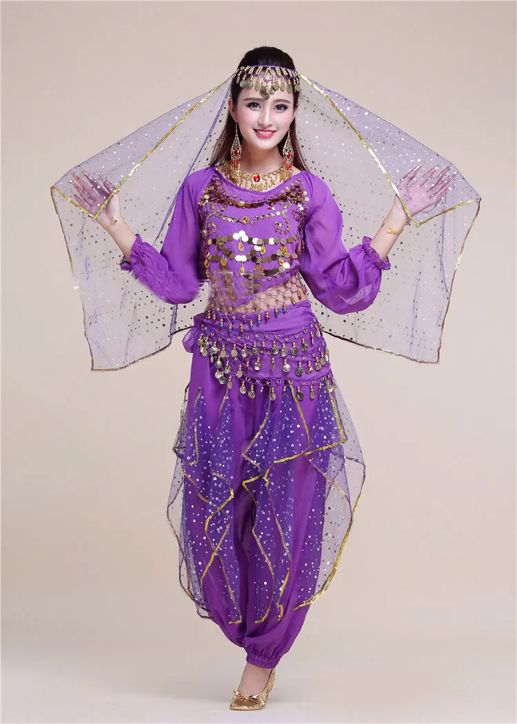 Комплект из 4 предметов для выступлений взрослых танца живота костюм Болливуда