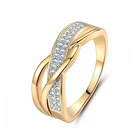 Женское кольцо с фианитом, золотистое кольцо на палец с кристаллами, Ювелирное Украшение на спирали для вечевечерние или помолвки, подарок на лето