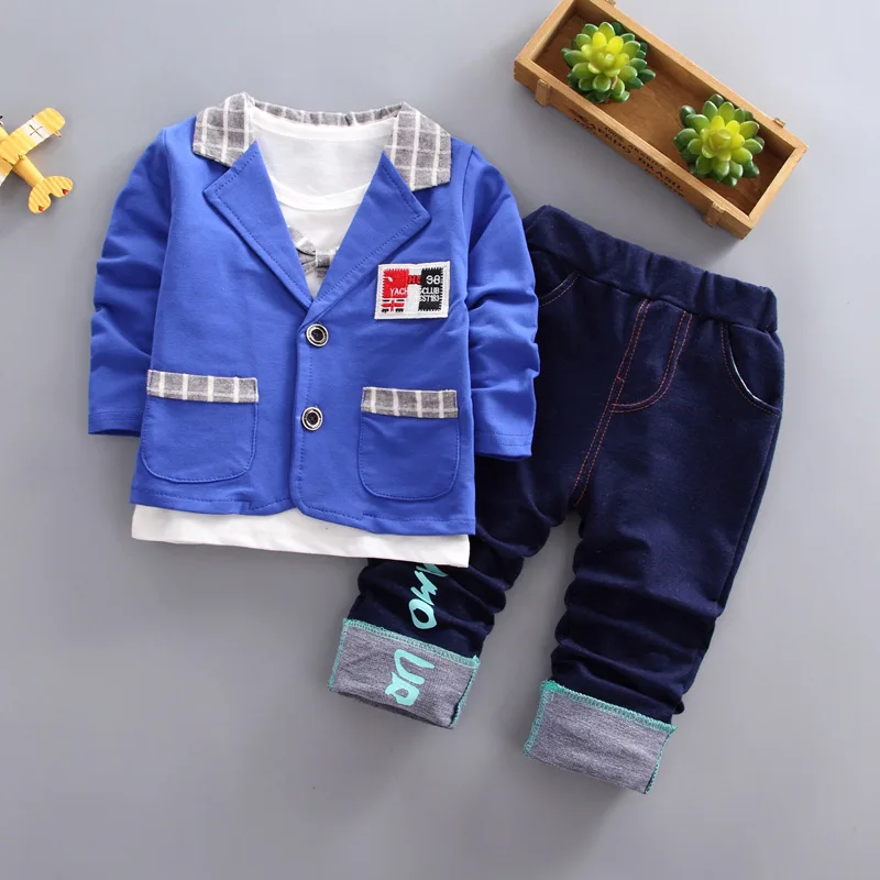 BibiCola 2018 top selling spring autumn kids clothes suit children boy clothing sets new cotton formal hooded 3pcs |