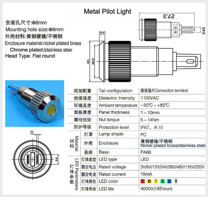 ABBEYCON Высокое качество 12V/24V/48V Индикатор напряжения Светодиодная лампа пилота Mini