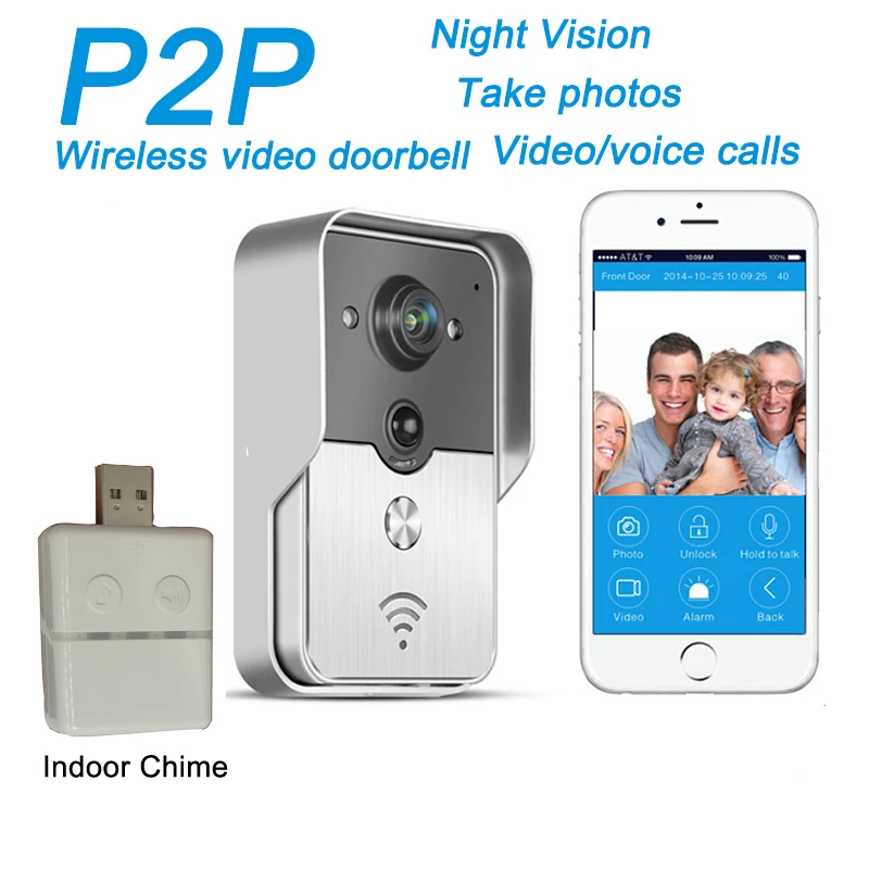 WiFi Smart видеомонитор 1.0MP HD 720 P IP Камера Беспроводной видеодомофон Системы