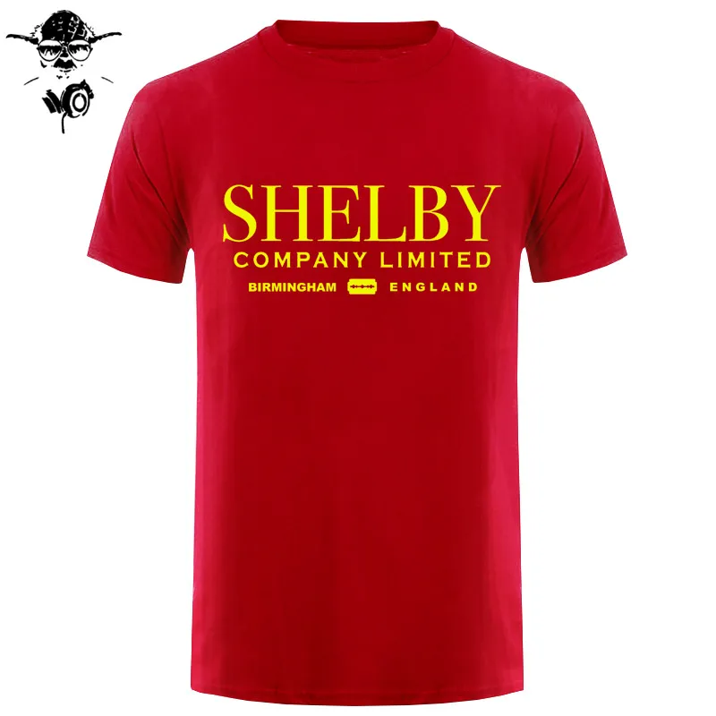 Shelby компания ограниченная вдохновленная Peaky blinds печатные футболки Топ тройник хлопок юморная Мужская футболка с круглым вырезом под горло черный стиль - Цвет: red yellow