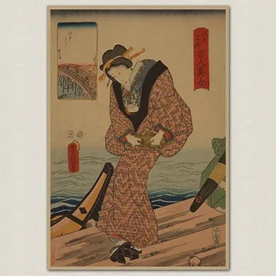 Ukiyo японская карта красоты ретро старая художественная бумага Живопись Домашний