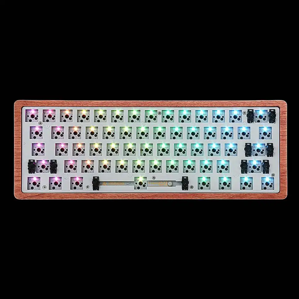 [Версия деревянного корпуса] Geek заказной GK61 Горячая Swappable 60% клавиатура RGB специальный комплект Монтаж на печатной плате пластины