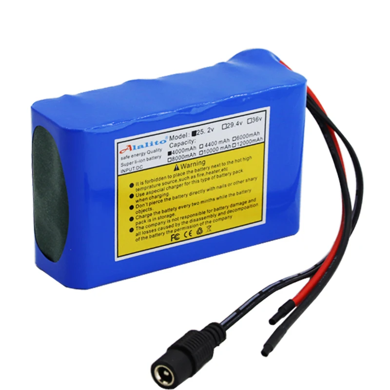 Alalito Высокая емкость 24 V 4Ah 18650 литий-ионный аккумулятор 25,2 v 4000 mAh Электрический велосипед мопед/Электрический/литий-ионный аккумулятор