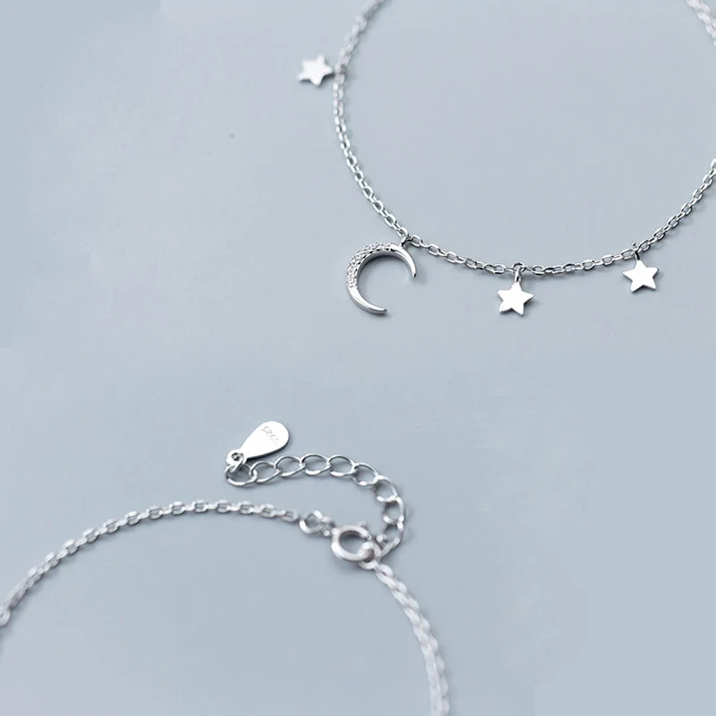 Женские браслеты-шармы с Луной и звездами из стерлингового серебра 925 пробы La Monada