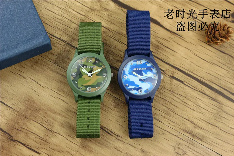 Женские и мужские повседневные камуфляжные мини часы с нейлоновым ремешком