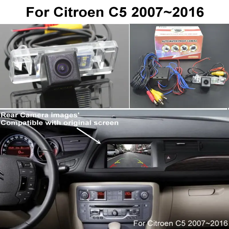 محول شاشة السيارة الأصلي RCA ، محول متوافق مع Citroen C5 2007 ~ 2016 ، كاميرا الرؤية الخلفية ، كاميرا الرؤية الخلفية العكسية ، CCD ، الرؤية الليلية