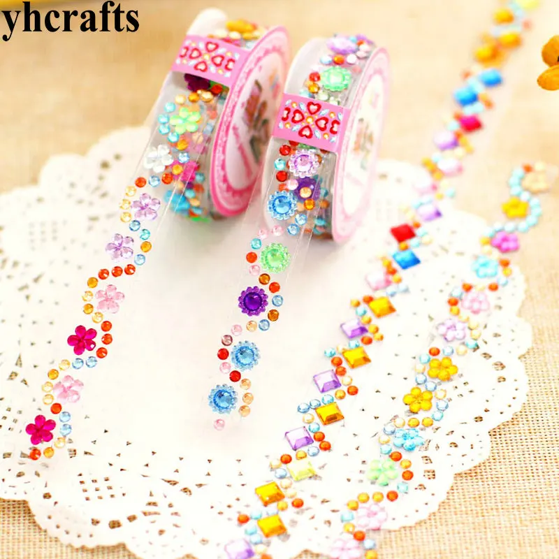 Cinta de diamante acr&iacute;lico para manualidades, kit de etiquetas extra&iacute;bles, juguetes de guarder&iacute;a, art&iacute;culos de actividades decorativas, 1 rollo por lote-3