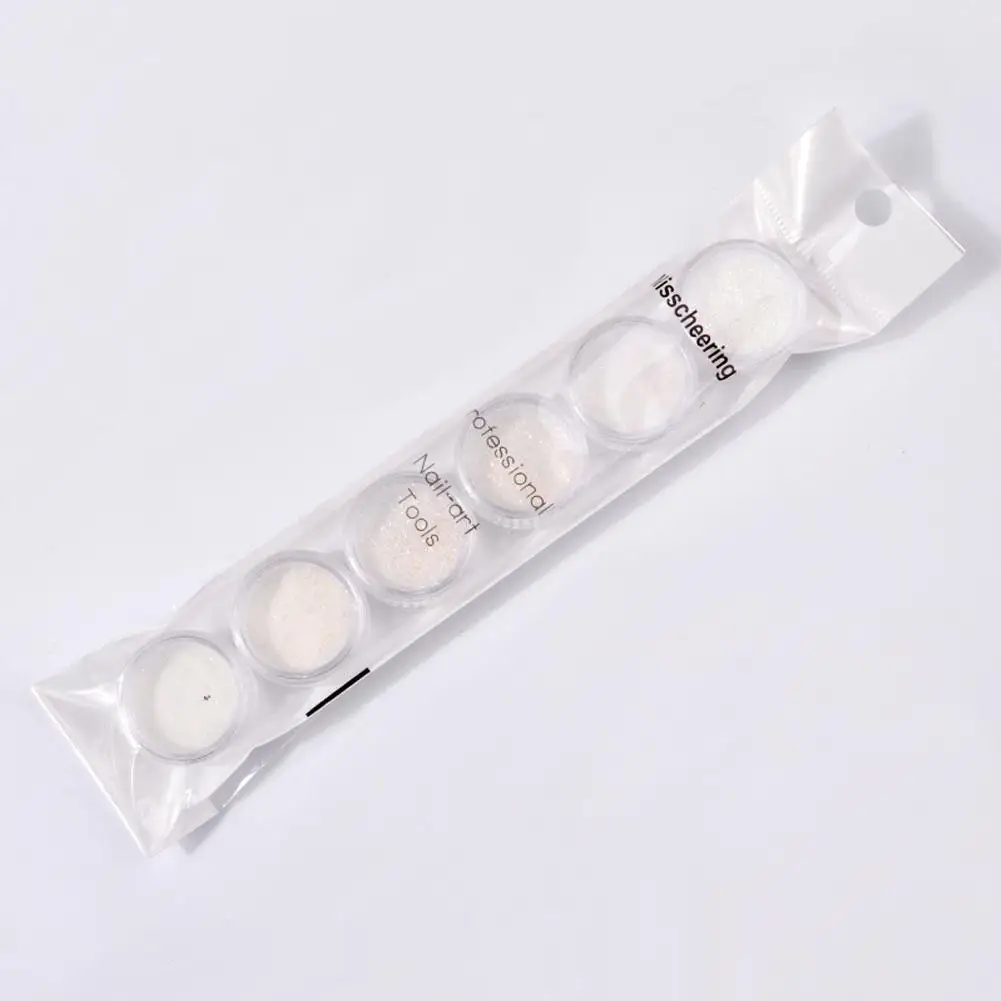 

6 Pcs Nail Art Powder Iridescent Trend Mirror Mermaid Effect Glitter Pigment 0.1g Shimmer Laser Glitters Nail Art Decorations