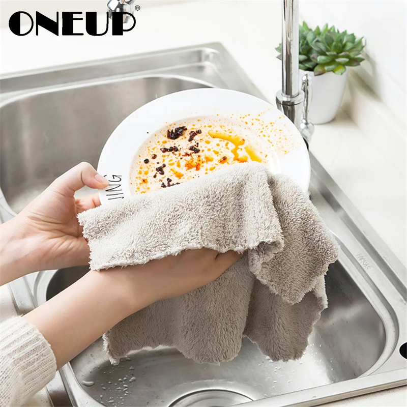 ONEUP супер впитывающее кухонное полотенце чистая ткань коралловые флисовые