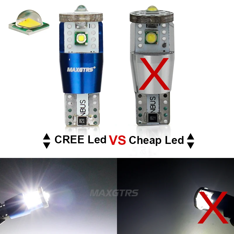 2x T10 194 W5W 15 Вт Высокая мощность Cree чип XP-E CANBUS без ошибок Белый светодиодный обновленный DRL резервная обратная карта купольные боковые индикаторы