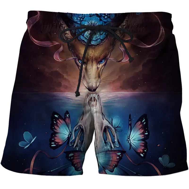 

Paint Lion 3D Printer Men Shorts Plus Size Breathable Beach Brand Clothing Loose Homme Shorts Quick Dry Polyester Trousers Drop