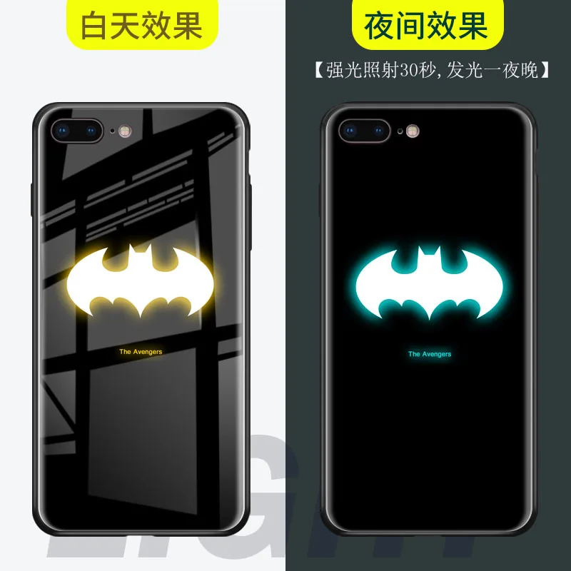 Телефон задняя крышка фосфоресцирующий закаленное стекло Чехлы для coque iphone 6 6s 7 s