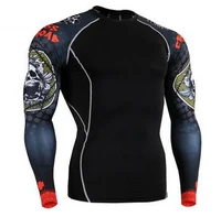 muscle men compression tight t shirt long sleeves 3d full prints mma rashguard fitness base layer weight lifting wear tops
