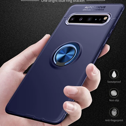 Синий Роскошный чехол для телефона для samsung Galaxy S10e чехол-накладка с кольцом на палец, автомобильная подставка, силиконовый мягкий чехол для Galaxy S10 Lite чехол - Цвет: Синий