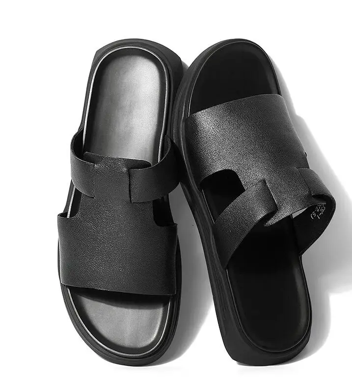 Новинка мужские шлепанцы в английском стиле Летние удобные из натуральной кожи