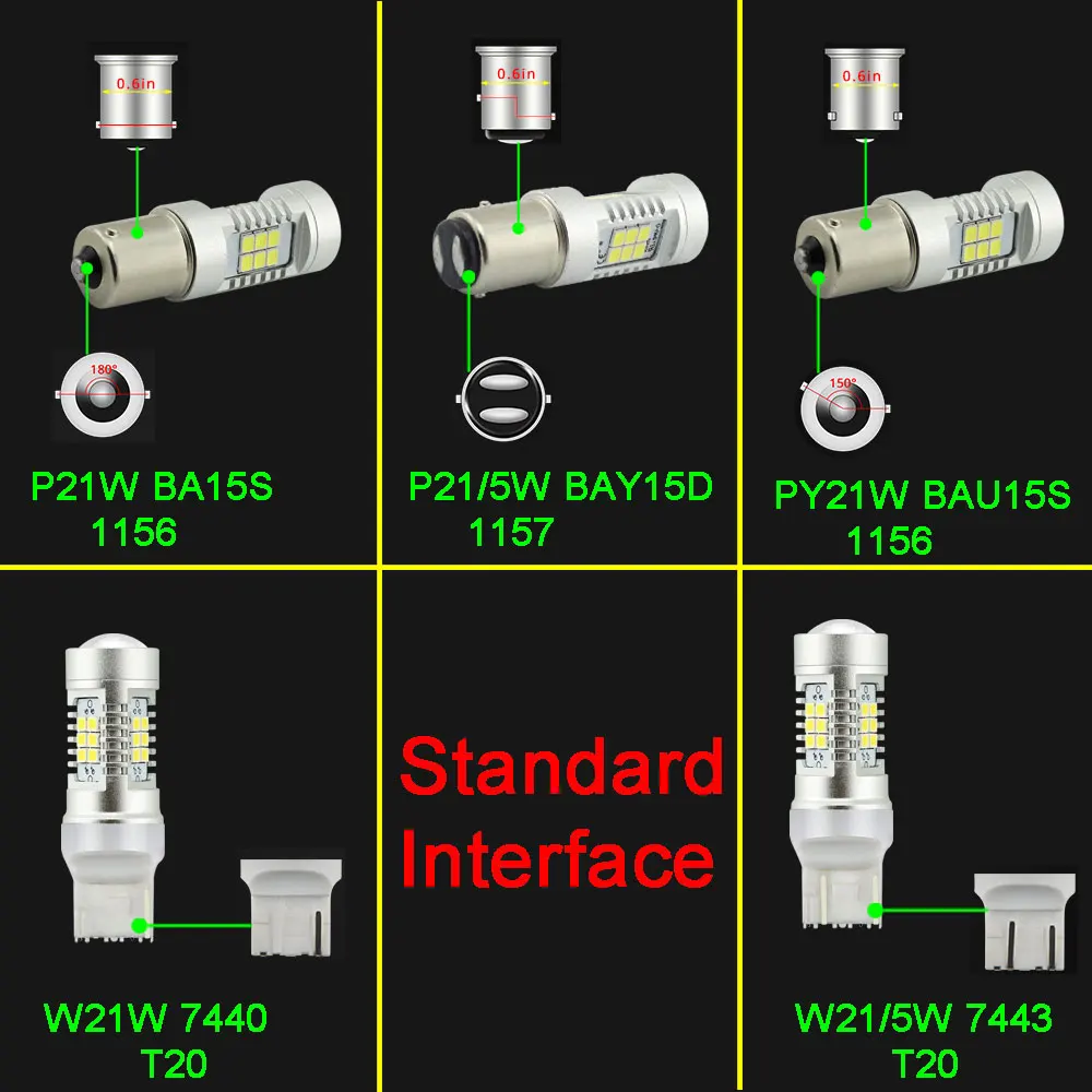 1 шт. светодиодный светильник для автомобиля T20 7440 W21W W21/5W 7443 1156 Ba15s P21W Bau15s PY21W 1157 Bay15d