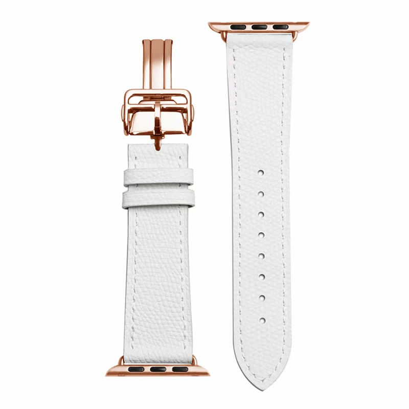 3 Herm Logo, розовое золото, натуральная кожа, один тур, браслет для часов Apple Watch Series 5 4 44/40 мм, замена для iWatch - Цвет ремешка: 3