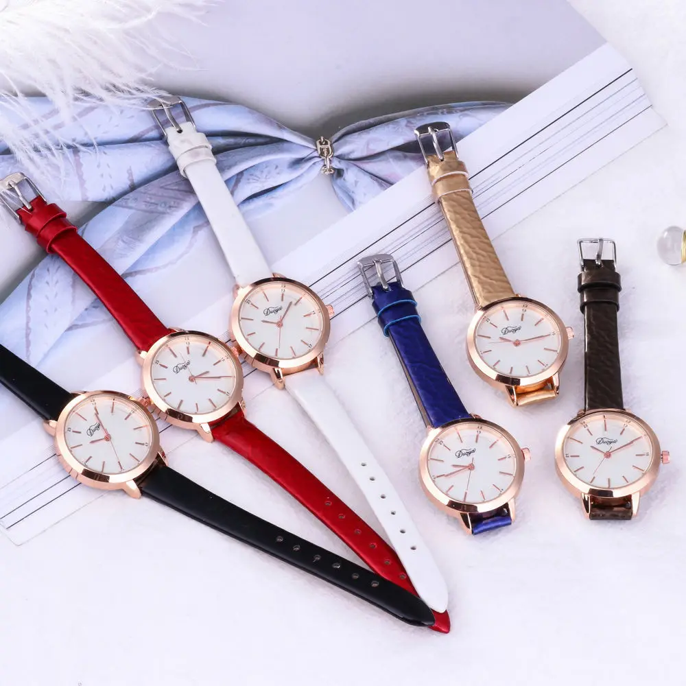 10 видов цветов новые модные роскошные простые кожаные женские часы с золотым