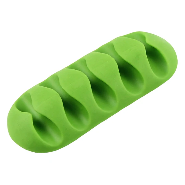 5 holes Green ACCEZZ Настольный телефонный кабель протектор управление зажимы силиконовые USB Winder гибкий держатель кабеля для мыши наушники - Цвет: 5 holes Green