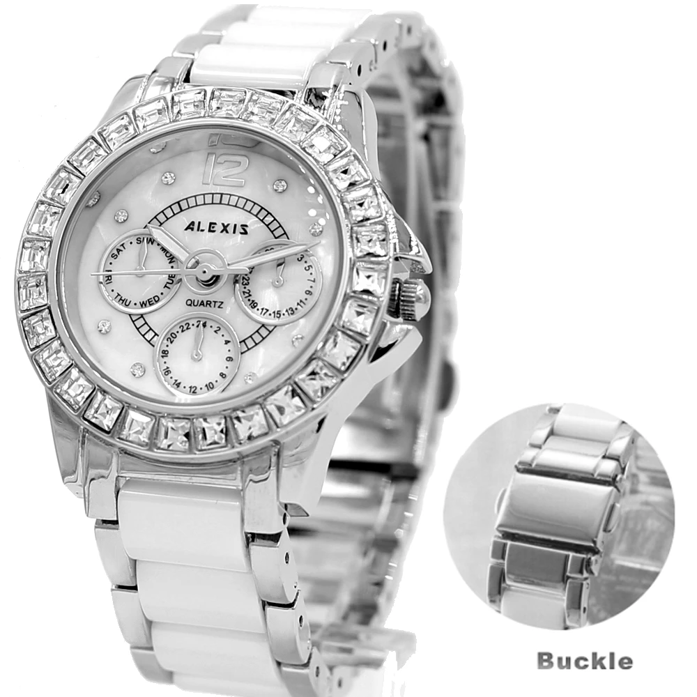 Alexis Женские Аналоговые кварцевые круглые часы Япония PC21J движение белый